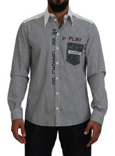 Dolce & Gabbana Black White Striped Printed Casual Cotton Shirt -   -  Dolce & Gabbana.